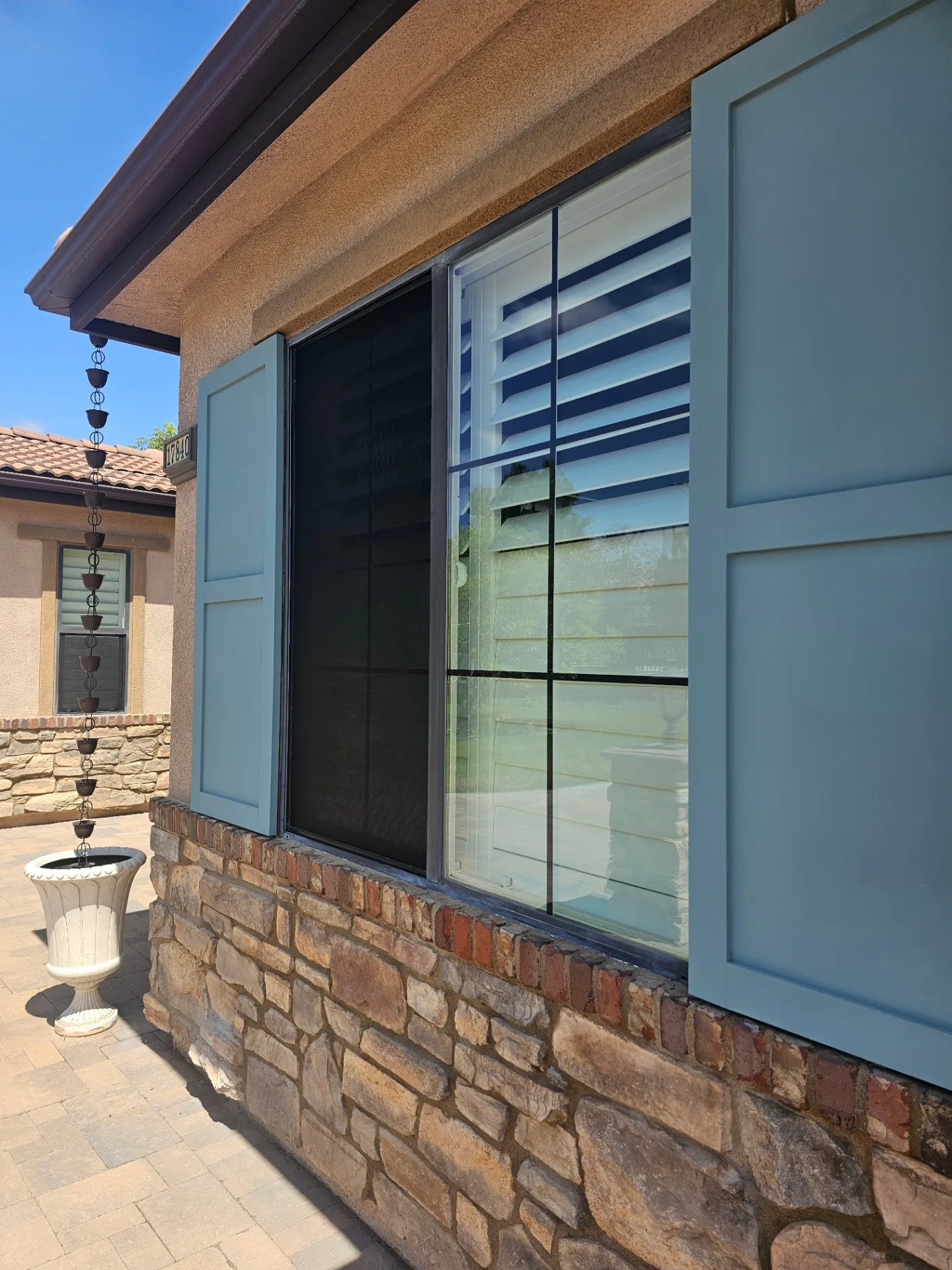 Replaced patio door screen installed cleanly on a Southern California residential home