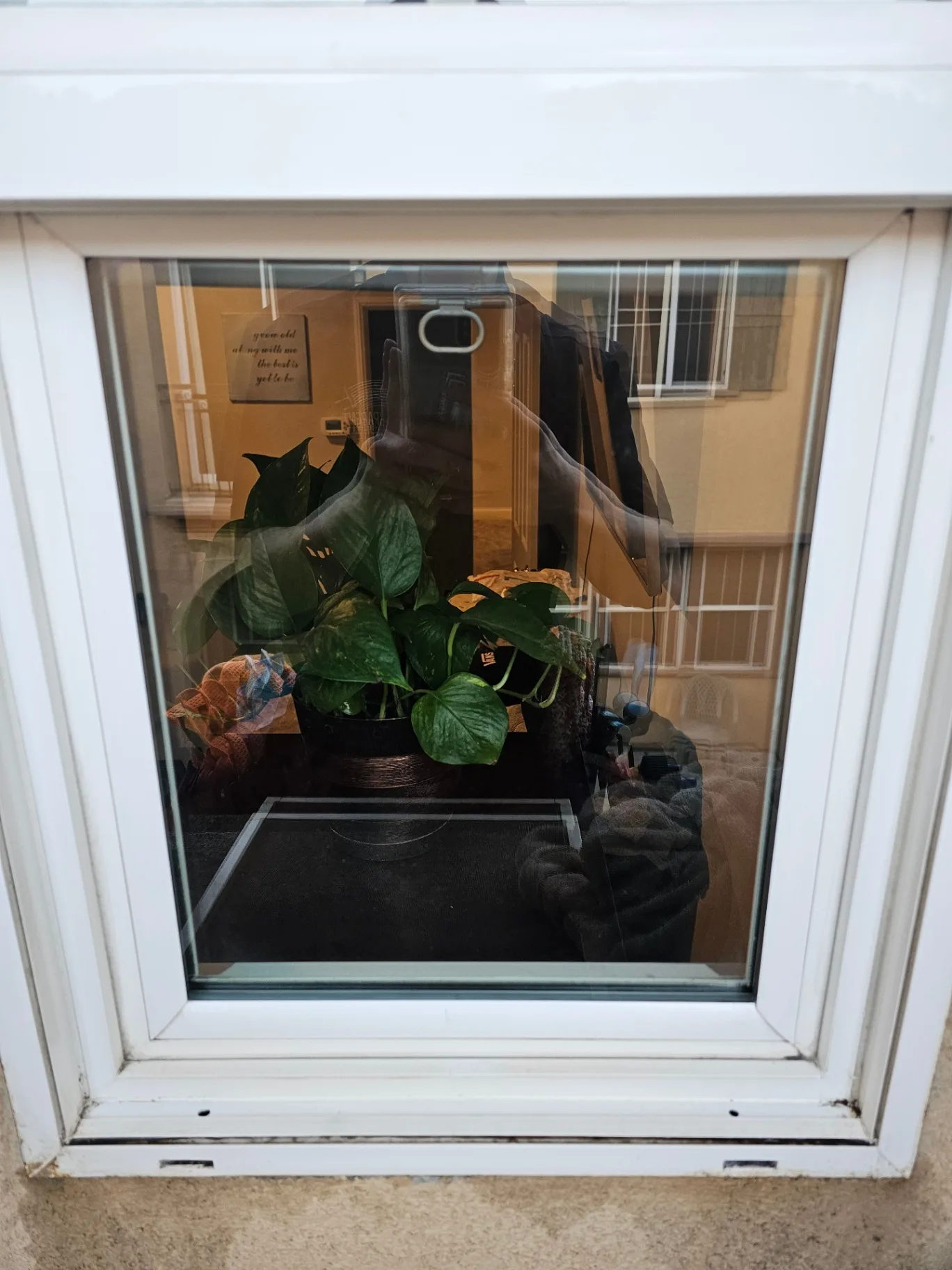 Same residential window with crystal clear glass after Transparent Solutions window cleaning