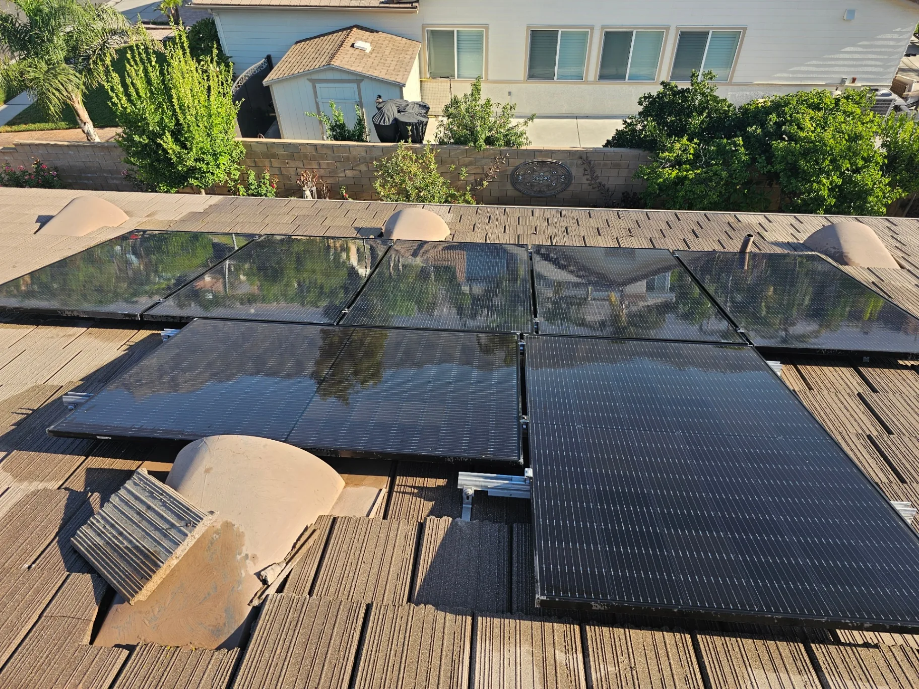 Clean reflective solar panels after a Transparent Solutions cleaning
